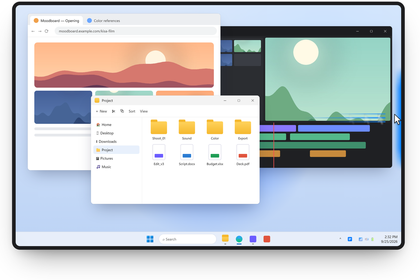 A busy Windows desktop; the mouse pointer touches the right edge of the screen
